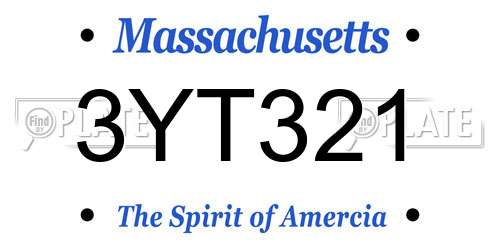 3YT321 Massachusetts License Plate