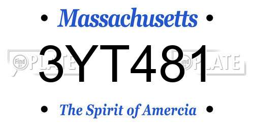3YT481 Massachusetts License Plate