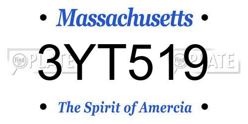 3YT519 Massachusetts License Plate