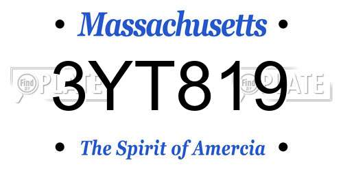 3YT819 Massachusetts License Plate