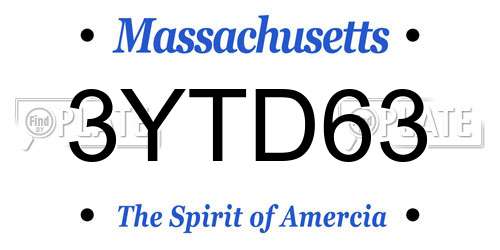 3YTD63 Massachusetts License Plate