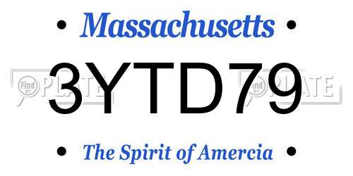 3YTD79 Massachusetts License Plate