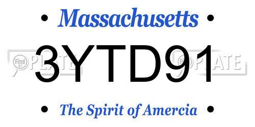 3YTD91 Massachusetts License Plate
