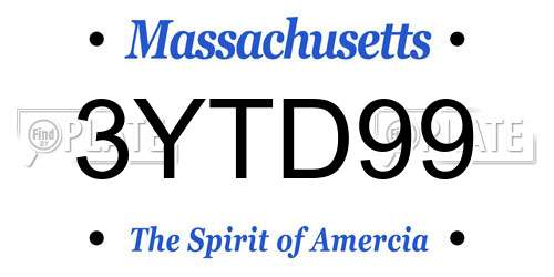 3YTD99 Massachusetts License Plate
