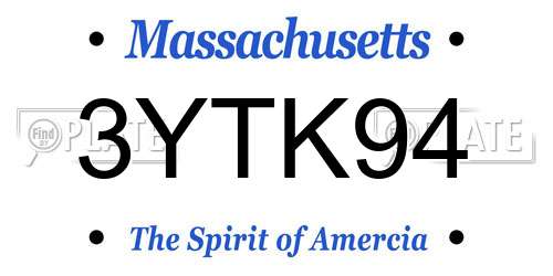 3YTK94 Massachusetts License Plate
