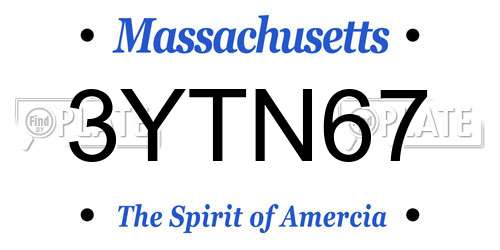 3YTN67 Massachusetts License Plate