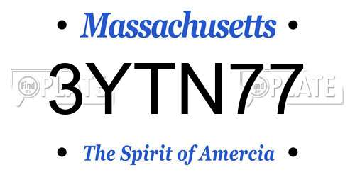 3YTN77 Massachusetts License Plate