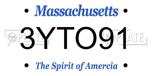 3YTO91 Massachusetts License Plate