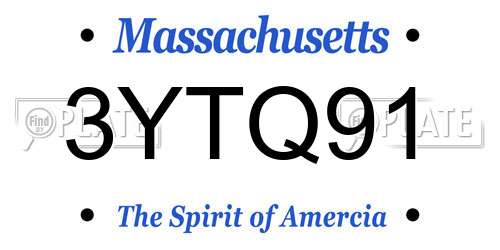 3YTQ91 Massachusetts License Plate