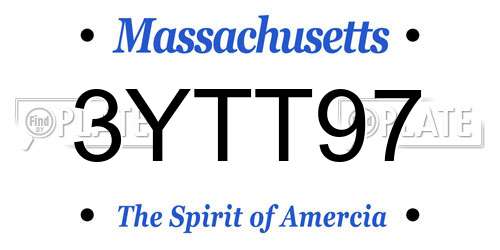 3YTT97 Massachusetts License Plate