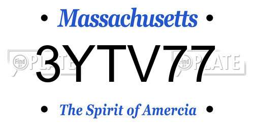 3YTV77 Massachusetts License Plate