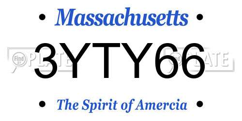 3YTY66 Massachusetts License Plate