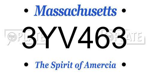 3YV463 Massachusetts License Plate