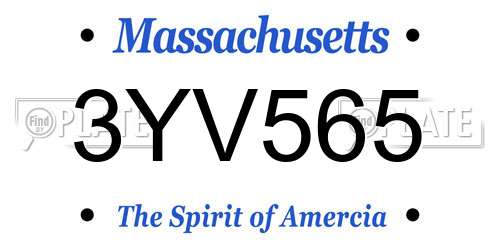 3YV565 Massachusetts License Plate