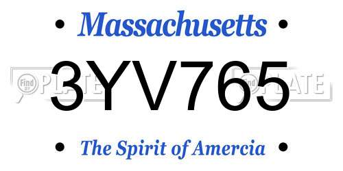 3YV765 Massachusetts License Plate