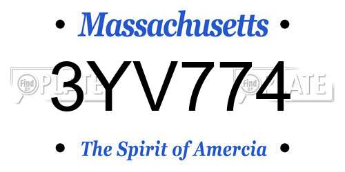 3YV774 Massachusetts License Plate