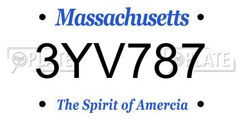 3YV787 Massachusetts License Plate