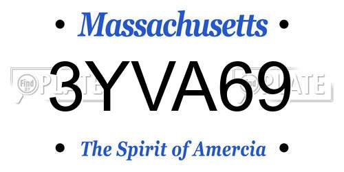 3YVA69 Massachusetts License Plate
