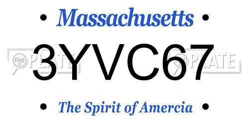 3YVC67 Massachusetts License Plate