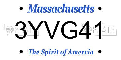 3YVG41 Massachusetts License Plate