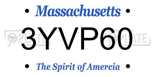 3YVP60 Massachusetts License Plate