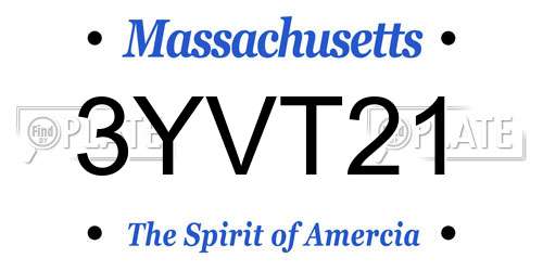 3YVT21 Massachusetts License Plate