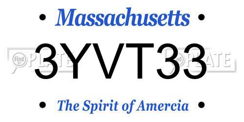 3YVT33 Massachusetts License Plate