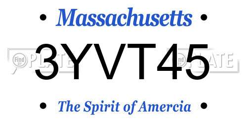 3YVT45 Massachusetts License Plate