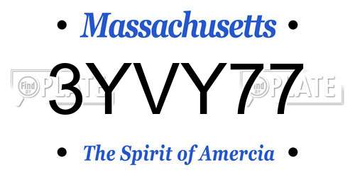 3YVY77 Massachusetts License Plate
