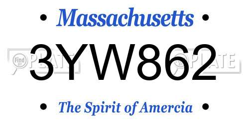 3YW862 Massachusetts License Plate