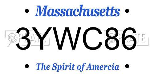 3YWC86 Massachusetts License Plate