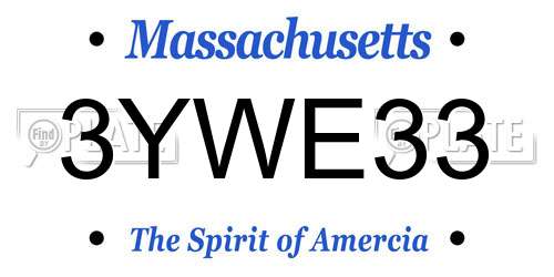 3YWE33 Massachusetts License Plate