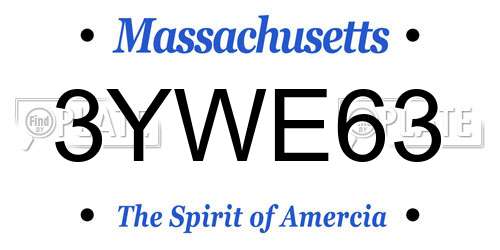 3YWE63 Massachusetts License Plate
