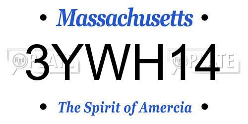 3YWH14 Massachusetts License Plate