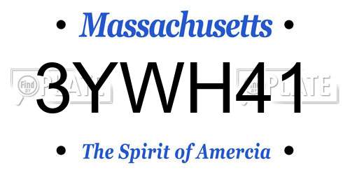 3YWH41 Massachusetts License Plate