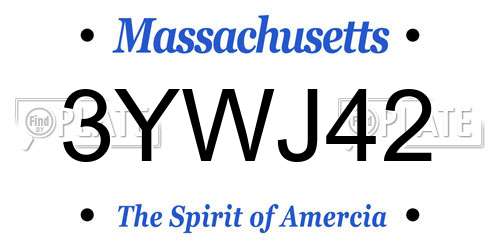 3YWJ42 Massachusetts License Plate