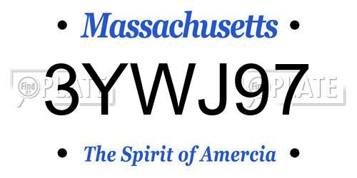 3YWJ97 Massachusetts License Plate