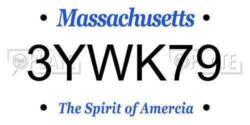 3YWK79 Massachusetts License Plate
