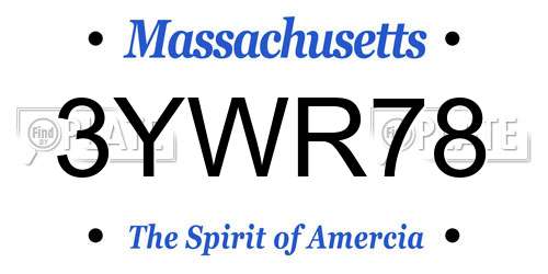 3YWR78 Massachusetts License Plate