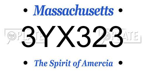 3YX323 Massachusetts License Plate