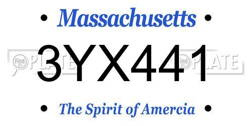 3YX441 Massachusetts License Plate