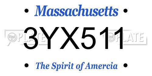 3YX511 Massachusetts License Plate