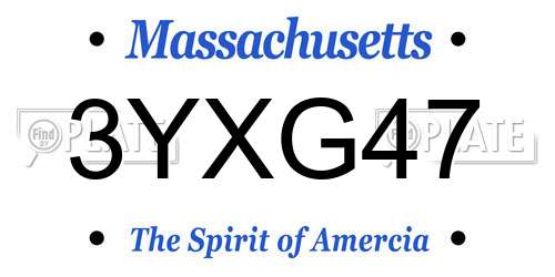 3YXG47 Massachusetts License Plate