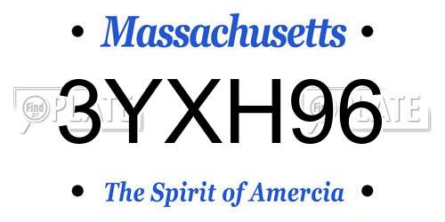 3YXH96 Massachusetts License Plate