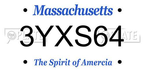 3YXS64 Massachusetts License Plate