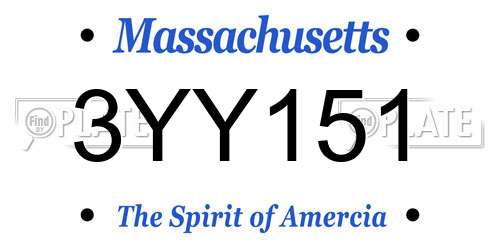 3YY151 Massachusetts License Plate