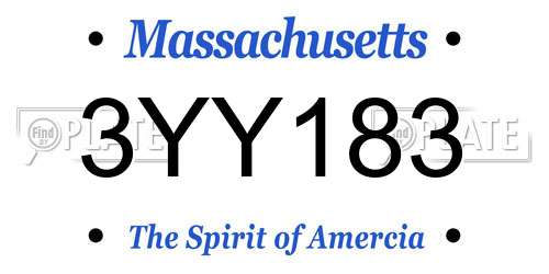 3YY183 Massachusetts License Plate
