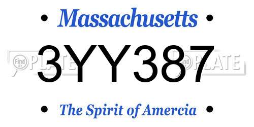 3YY387 Massachusetts License Plate