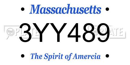 3YY489 Massachusetts License Plate