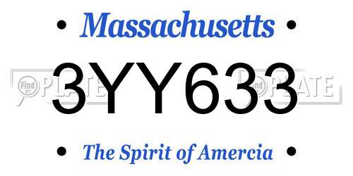 3YY633 Massachusetts License Plate